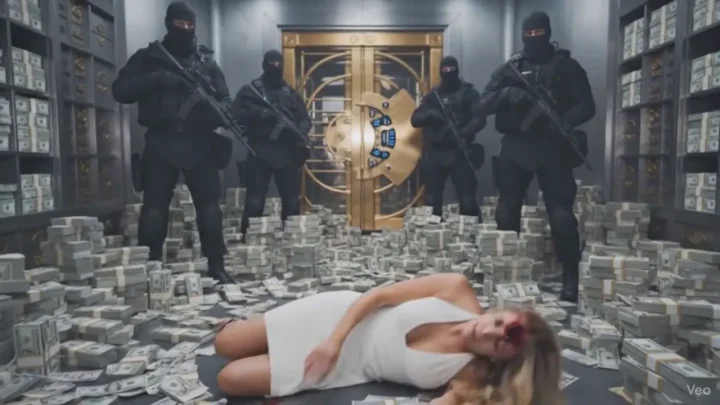 Bank Heist – Execution of female hostages by shooting them in the head