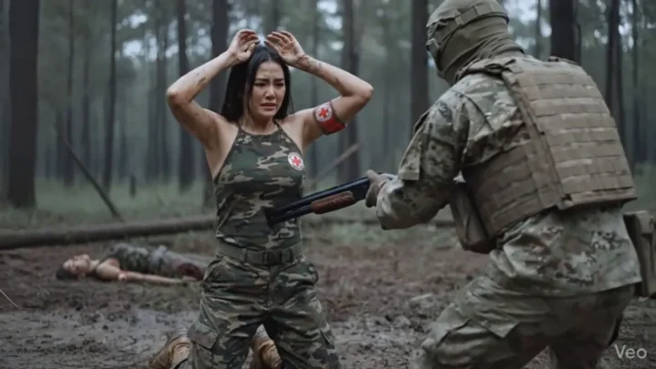Female Asian War Medic Brutal Belly Shot Execution