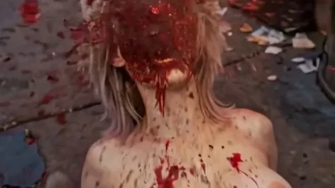 AI Chest Shot Horror – Busty Whore Tits Destroyed by Bullet