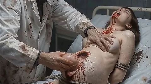 AI Brutal Gutting: Naked Girl Belly Sliced Open Intestines Pulled Out